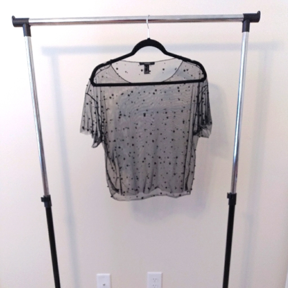 Sheer beaded black shirt